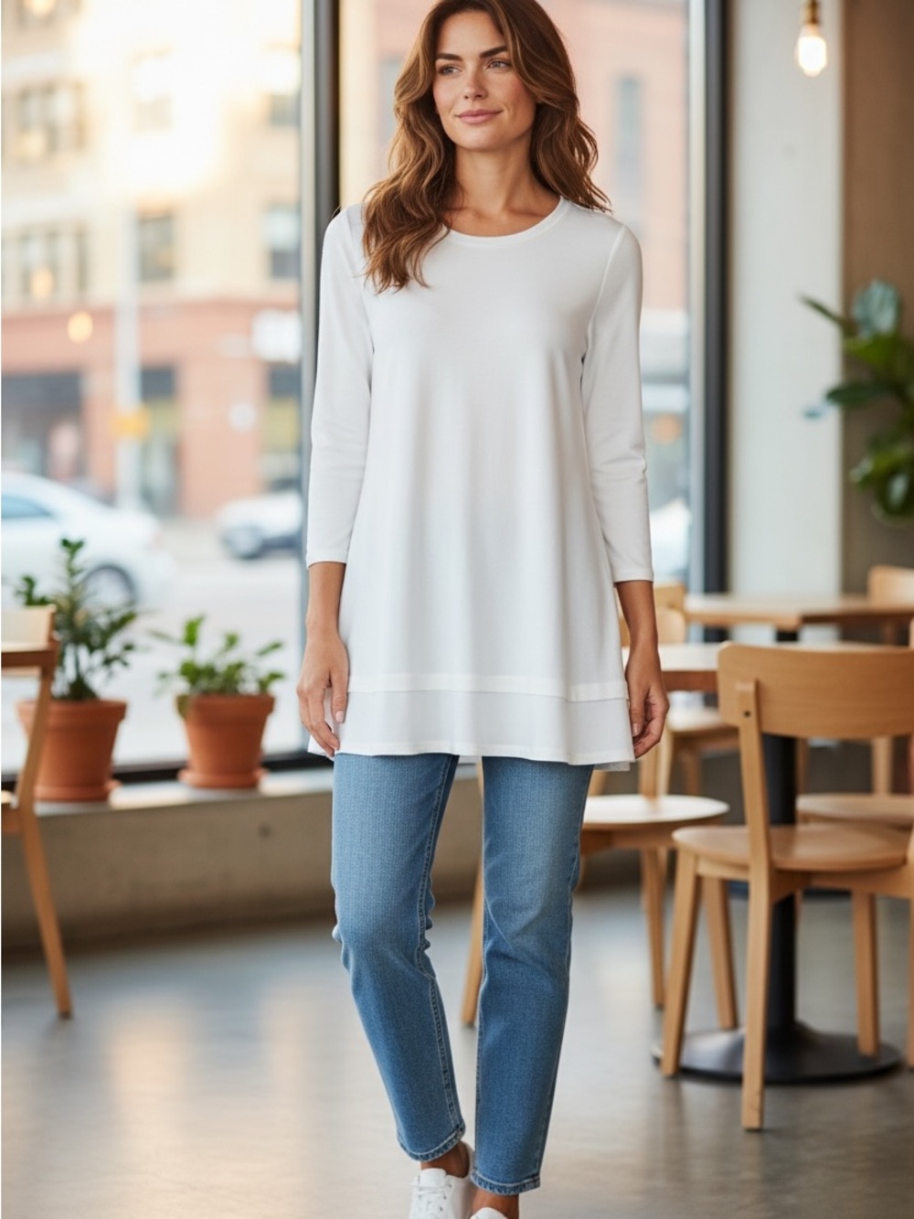 IC COLLECTION White Relaxed Tunic Top